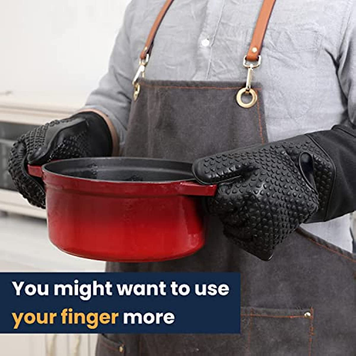 Heat Resistant BBQ Gloves Waterproof Non Slip Pot Holder for Cooking Baking