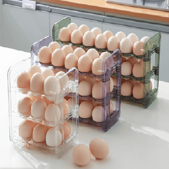 3 Tier Egg Container For Refrigerator Auto Flip Egg Organizer Egg Tray