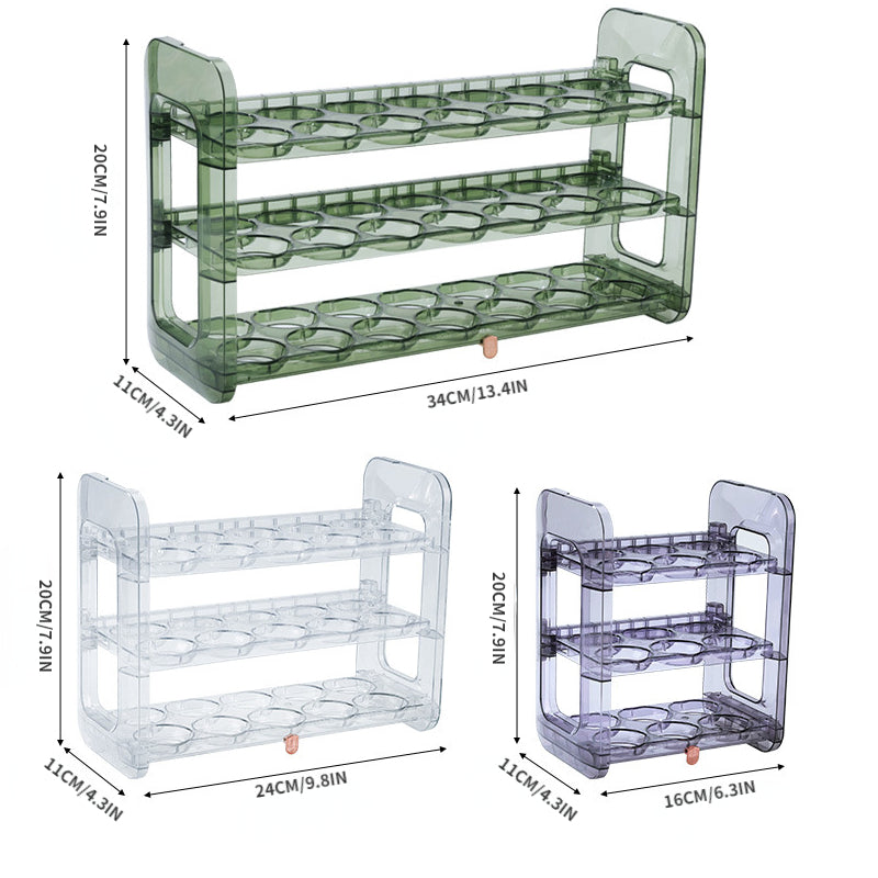 3 Tier Egg Container For Refrigerator Auto Flip Egg Organizer Egg Tray
