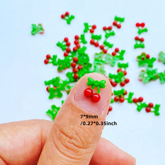 20pcs Mini Cherry Series Resin Figurine Crafts Jewelry Hairwear Accessories