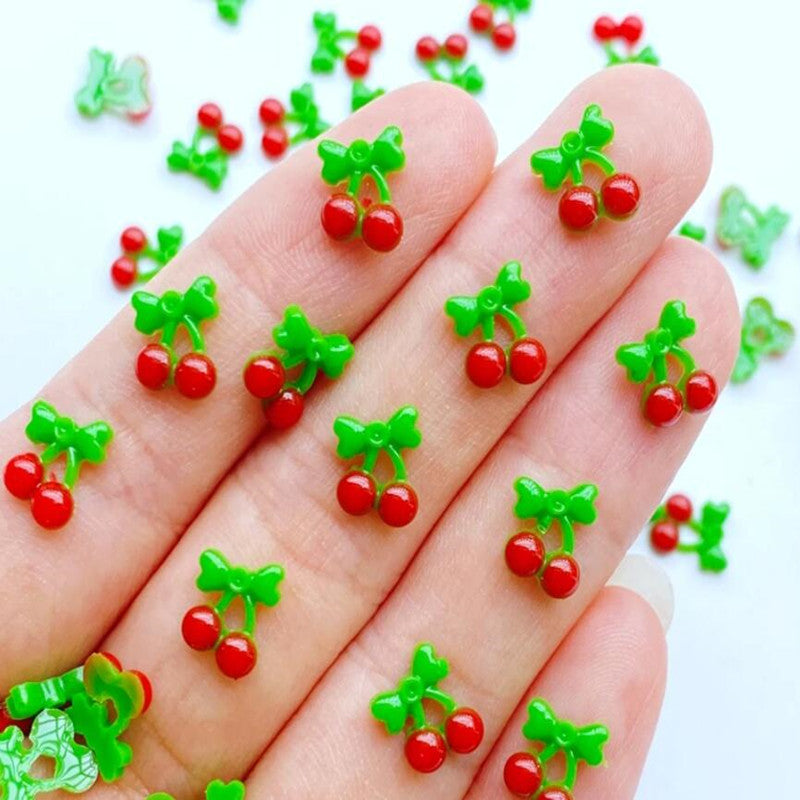 20pcs Mini Cherry Series Resin Figurine Crafts Jewelry Hairwear Accessories