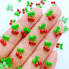 20pcs Mini Cherry Series Resin Figurine Crafts Jewelry Hairwear Accessories