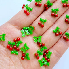 20pcs Mini Cherry Series Resin Figurine Crafts Jewelry Hairwear Accessories