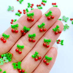20pcs Mini Cherry Series Resin Figurine Crafts Jewelry Hairwear Accessories