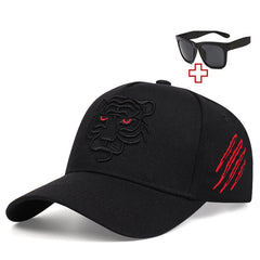 Men's Tiger Embroidered Baseball Cap And Glasses Set