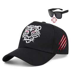 Men's Tiger Embroidered Baseball Cap And Glasses Set
