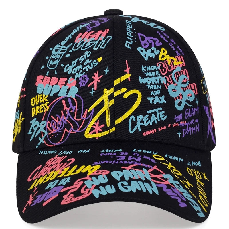 Men's Hip hop Graffiti Baseball Cap with Glasses