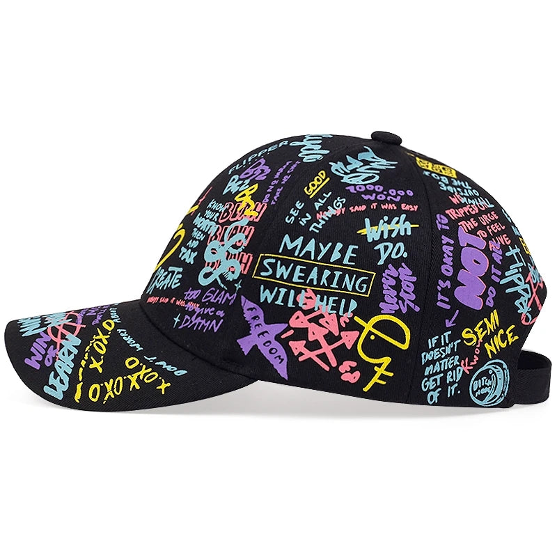 Men's Hip hop Graffiti Baseball Cap with Glasses