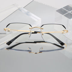 Men's Rimless Rhinestone Glasses Myopia Hyperopia Dual use Anti Glasses