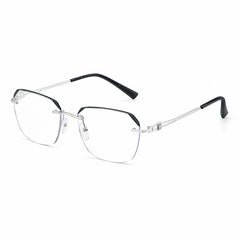 Men's Rimless Rhinestone Glasses Myopia Hyperopia Dual use Anti Glasses