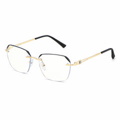 Men's Rimless Rhinestone Glasses Myopia Hyperopia Dual use Anti Glasses