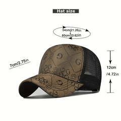Men's Letter Print Baseball Cap Mesh Hip Hop Trucker Sun Hat