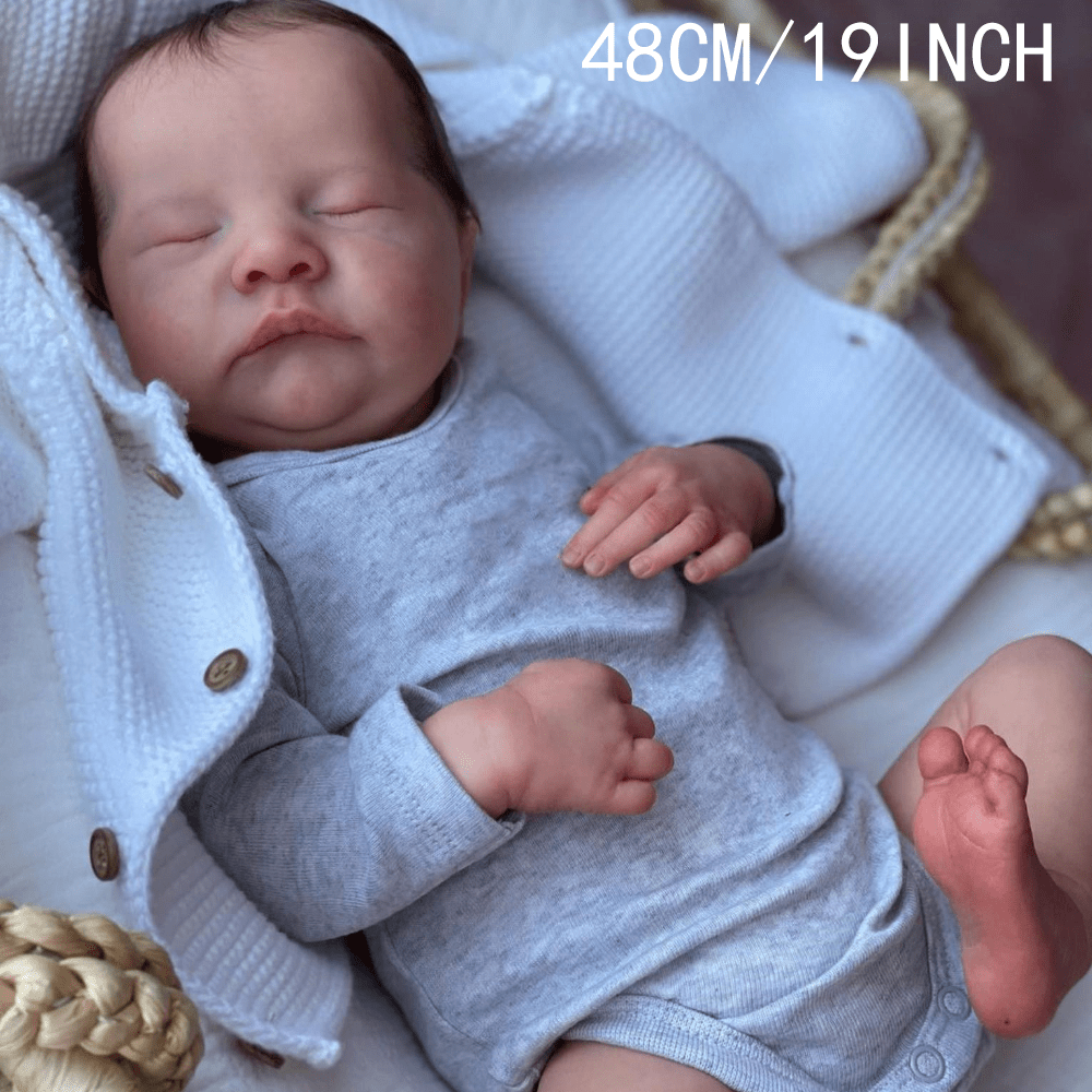 BZDOLL 19" 3D Skin Reborn Baby Doll Toy Visible Veins Soft Silicone Asleep Girl