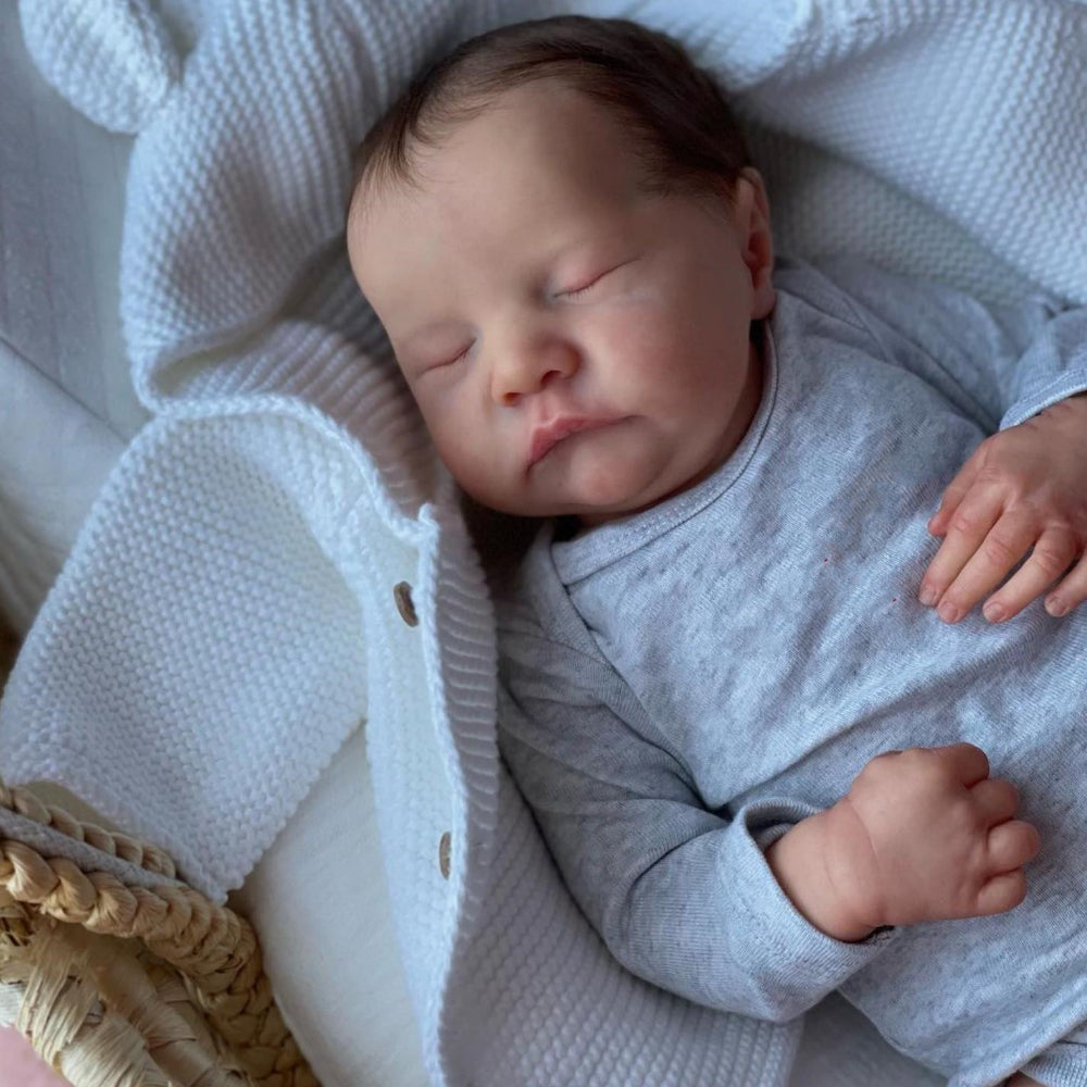 BZDOLL 19" 3D Skin Reborn Baby Doll Toy Visible Veins Soft Silicone Asleep Girl