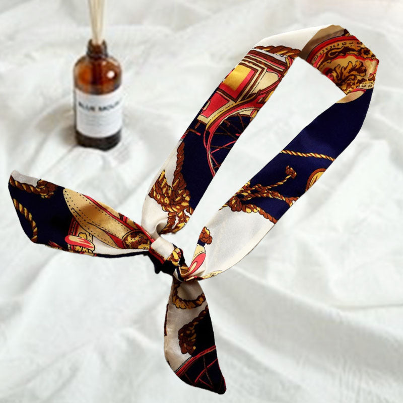Silk Feeling Neck Scarf Handbag Handle Satin Headband Hair Band
