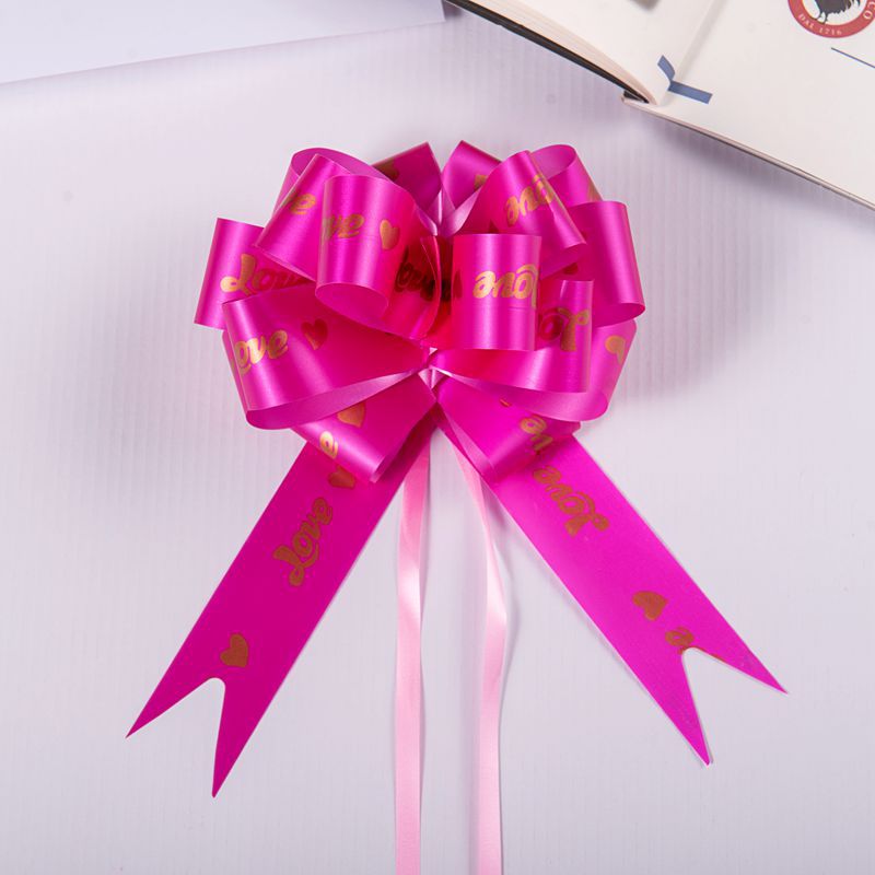 6pcs Love Print Bow Pull Flower Ribbon Christmas Decoration