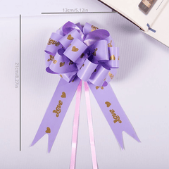 6pcs Love Print Bow Pull Flower Ribbon Christmas Decoration