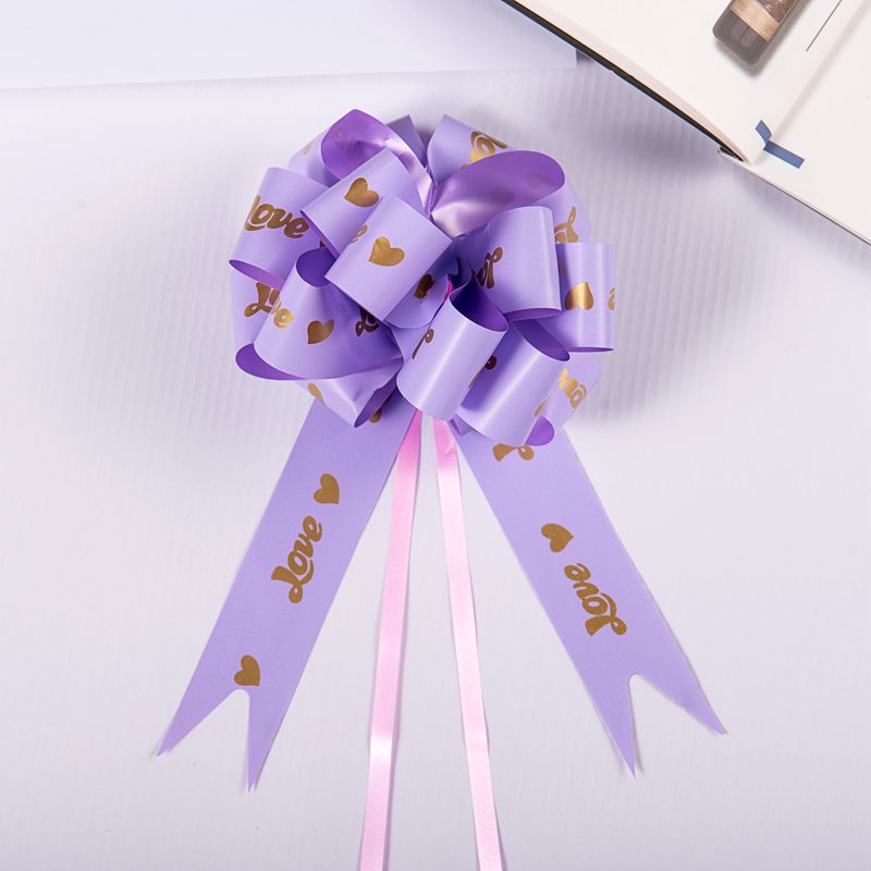 6pcs Love Print Bow Pull Flower Ribbon Christmas Decoration