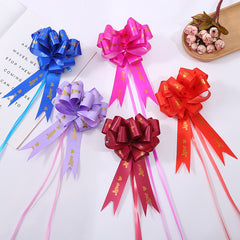 6pcs Love Print Bow Pull Flower Ribbon Christmas Decoration