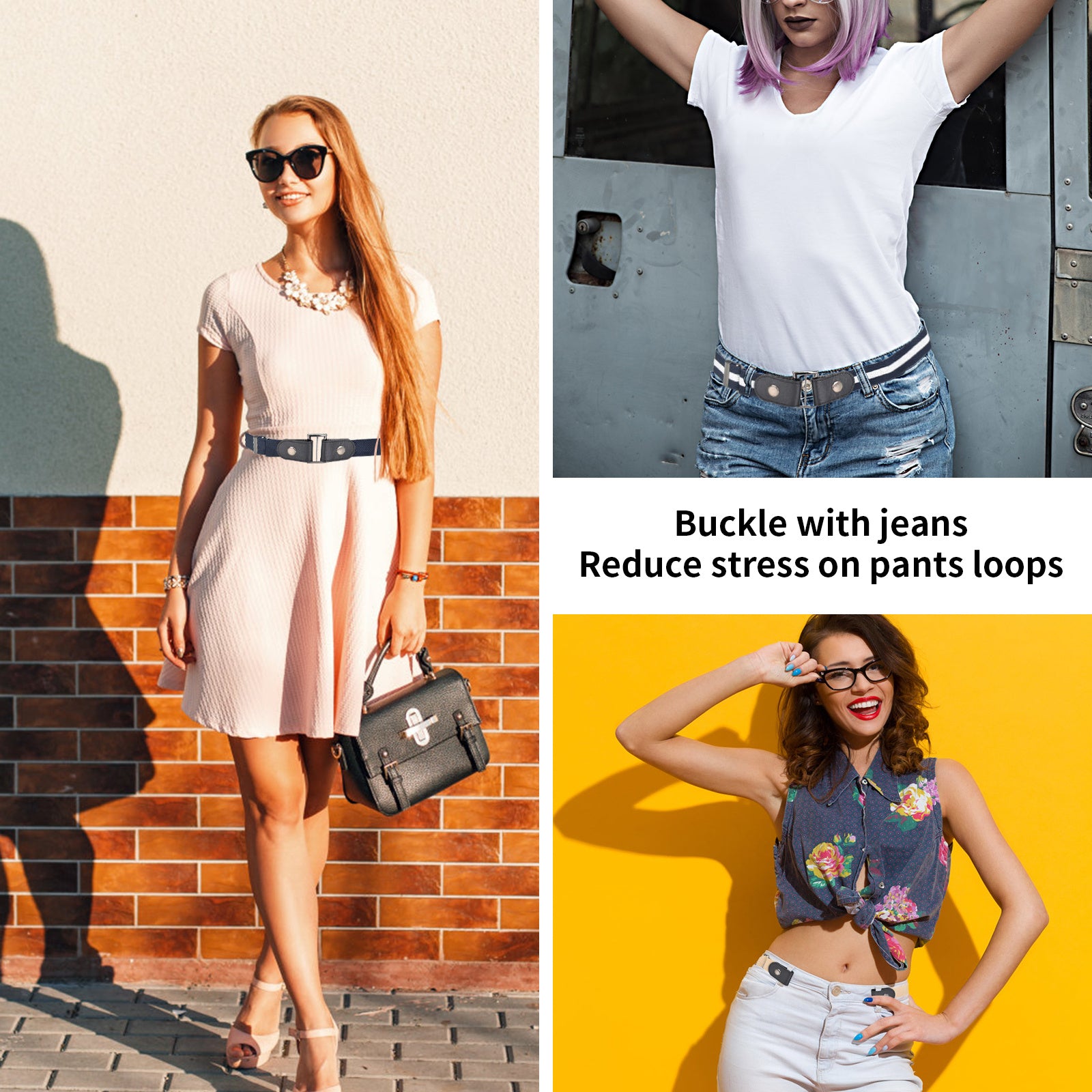 5 Pcs No Buckle Elastic Belts Unisex Men Women Casual Invisible Belt
