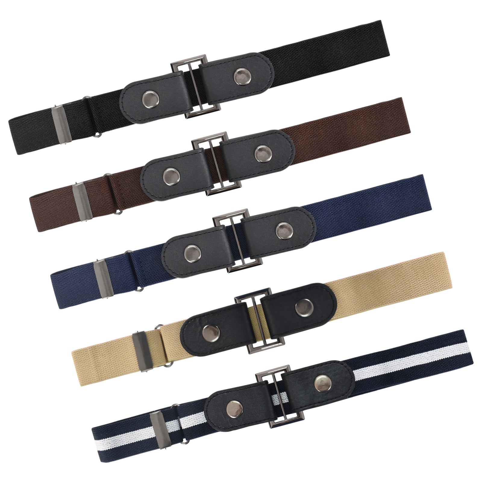 5 Pcs No Buckle Elastic Belts Unisex Men Women Casual Invisible Belt