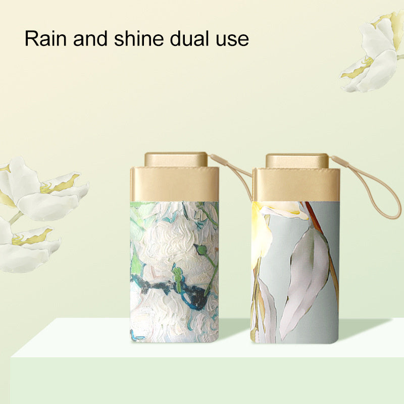 Floral 6 Ribs Sunshade Umbrella Rain Or Shine Dual use Umbrella