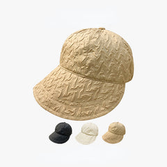 Wide Brim Embossed Sun Hat Lightweight Solid Sports Baseball Cap