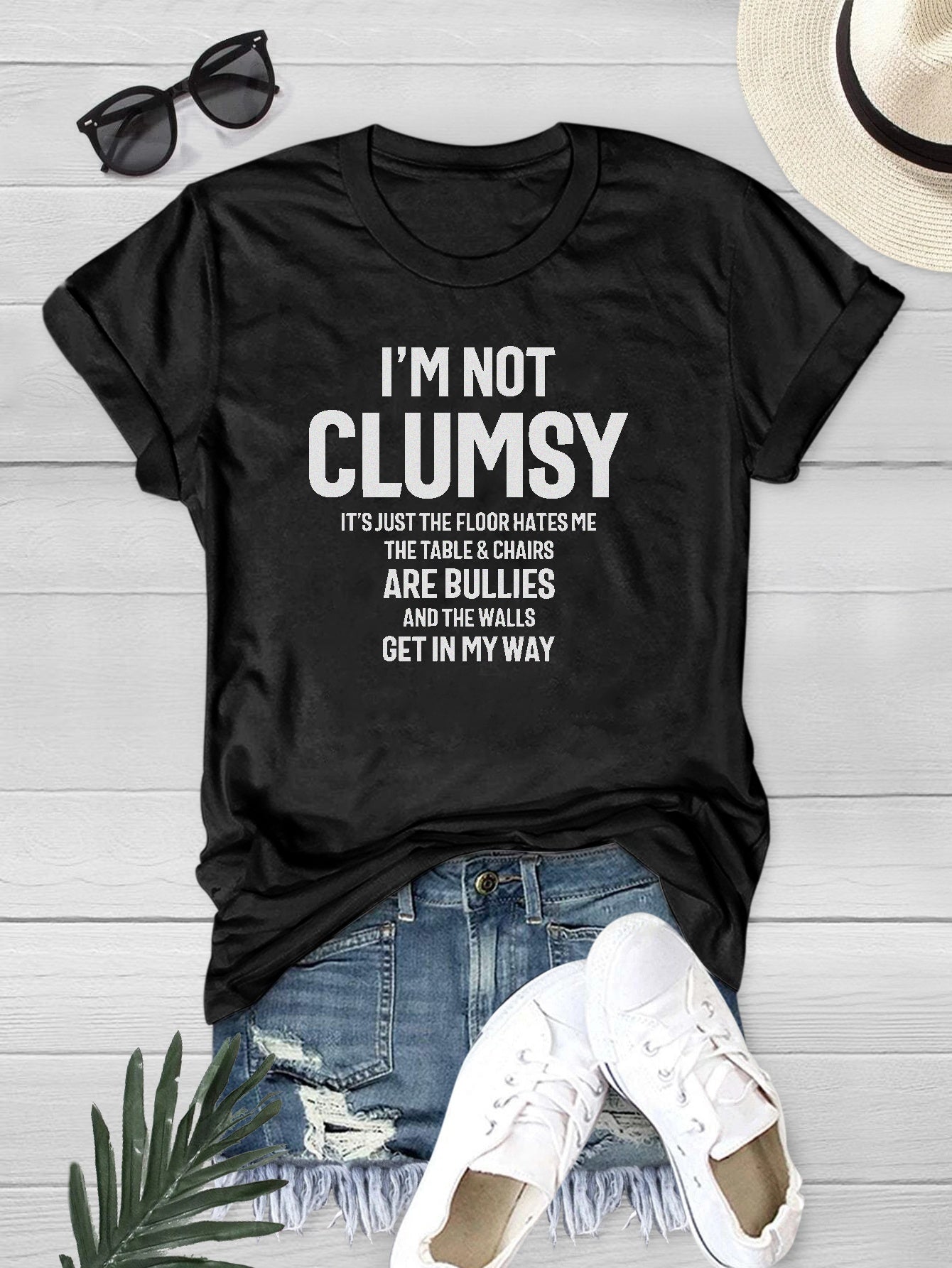 Women's Minimalist Slogan Printed T-shirt Short Sleeve Crew Neck Casual Top