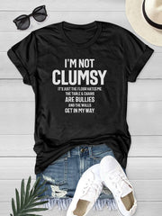 Women's Minimalist Slogan Printed T-shirt Short Sleeve Crew Neck Casual Top