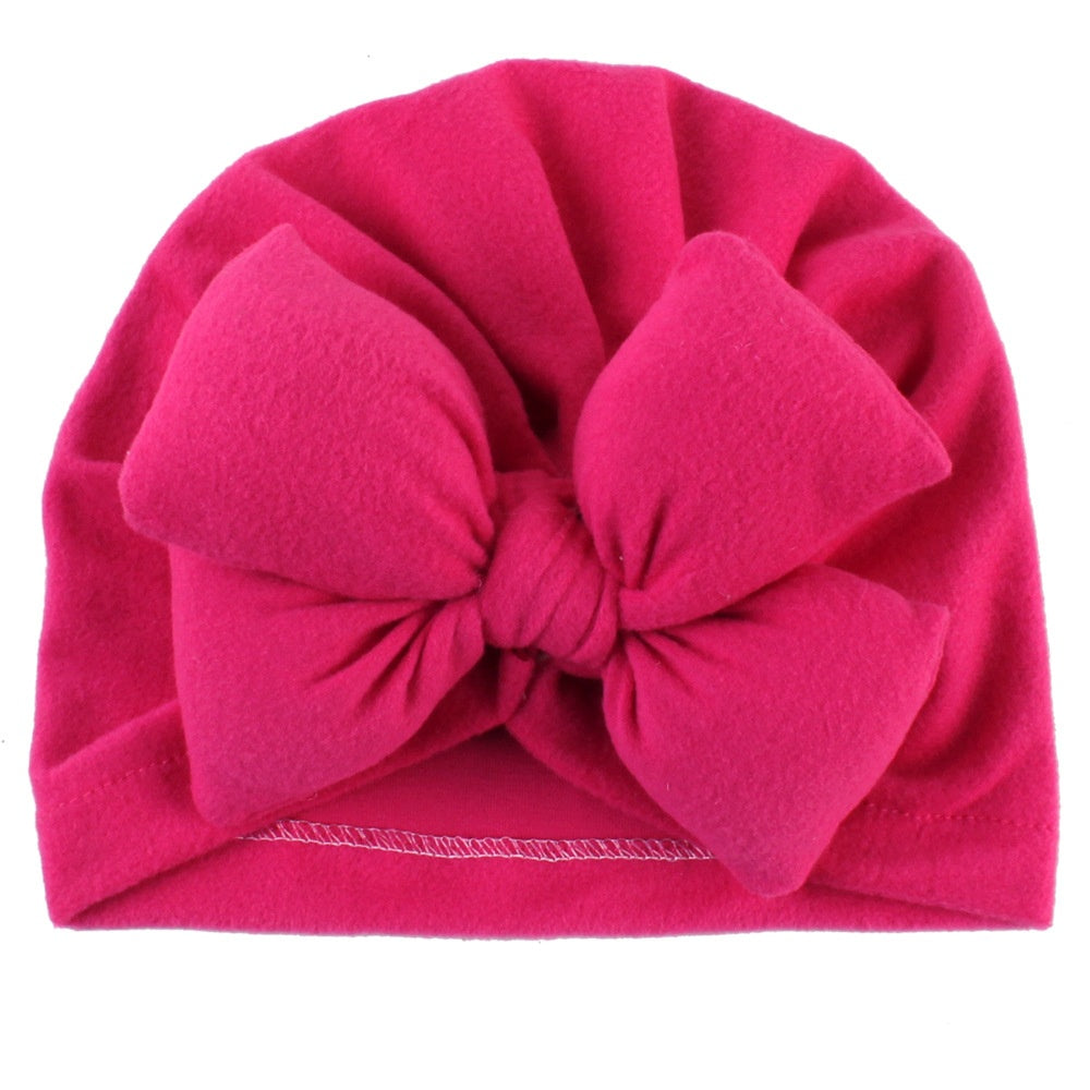 Soft Cotton Wool Knitted Baby Hat with Big Bow