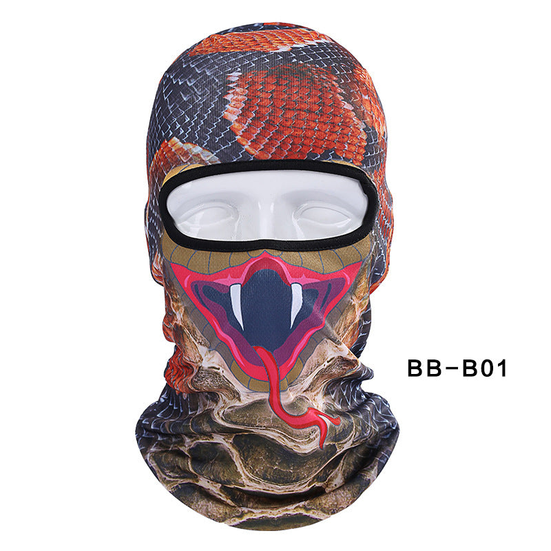 3D Animal Print Full Face Hood Mask Ice Silk Breathable Face Mask