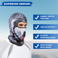 3D Animal Print Full Face Hood Mask Ice Silk Breathable Face Mask