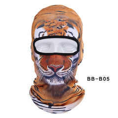 3D Animal Print Full Face Hood Mask Ice Silk Breathable Face Mask
