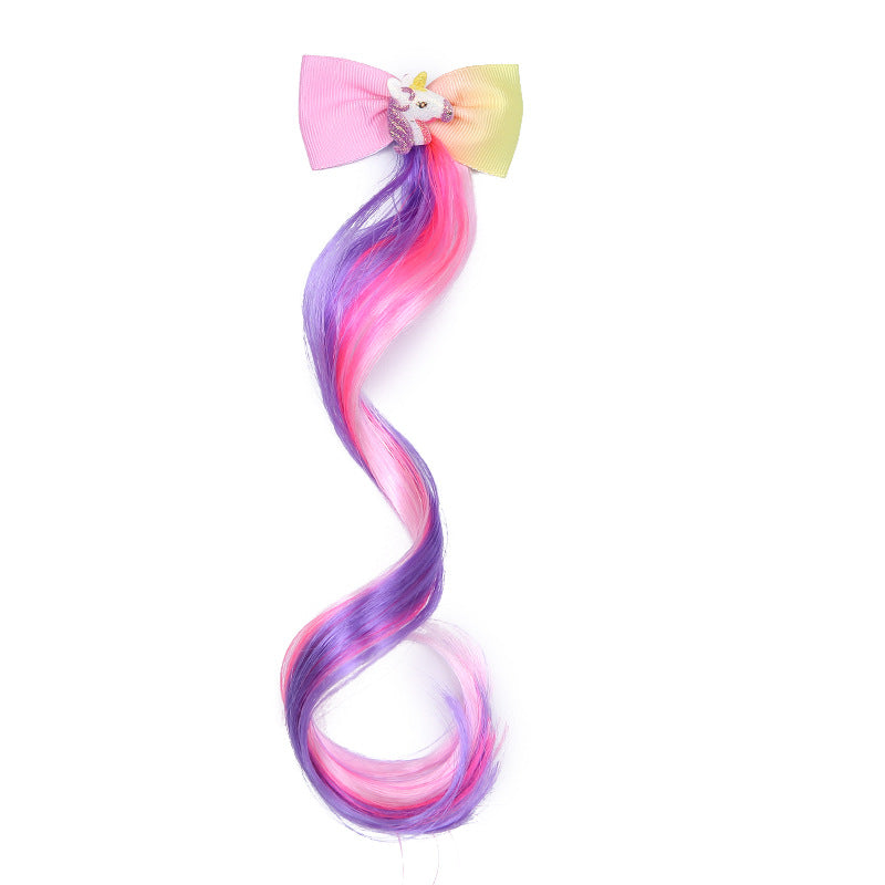 Unicorn Hair Clips Glitter Gradient Hair Extensions Princess Dress Up