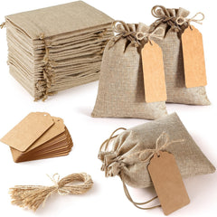 5pcs Canvas Gift Bag with Labels and Rope - Perfect for Weddings