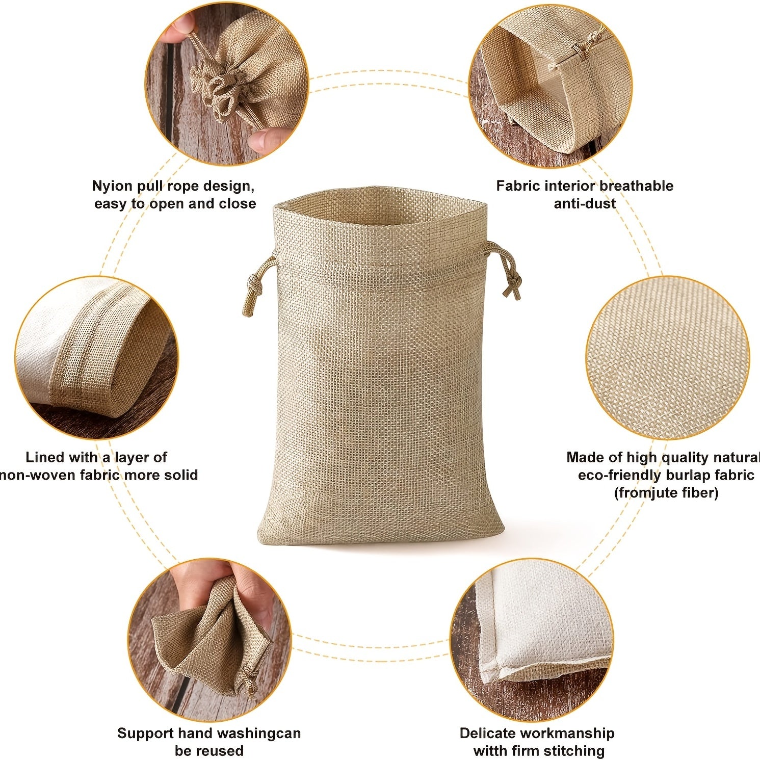 5pcs Canvas Gift Bag with Labels and Rope - Perfect for Weddings