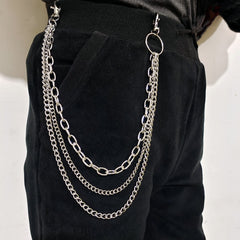 Alloy Silver Grey Belt Punk Metal Chain Waist Chain