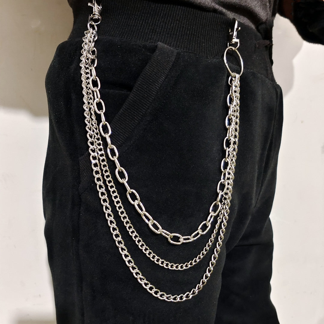 Alloy Silver Grey Belt Punk Metal Chain Waist Chain