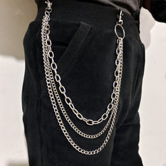 Alloy Silver Grey Belt Punk Metal Chain Waist Chain