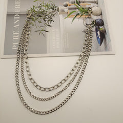 Alloy Silver Grey Belt Punk Metal Chain Waist Chain