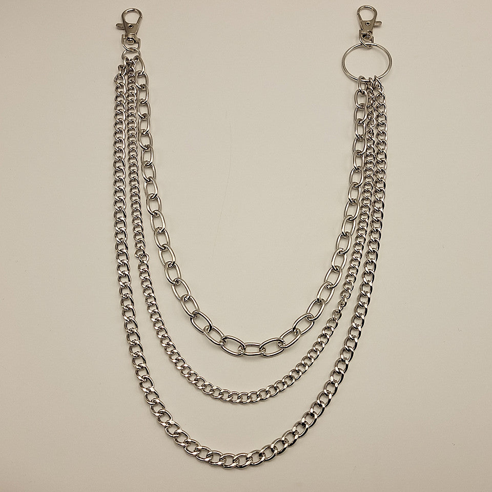Alloy Silver Grey Belt Punk Metal Chain Waist Chain