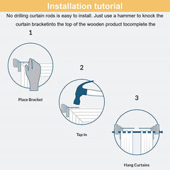 4pcs No Drill Curtain Rod Bracket Adjustable Metal Heavy Duty Curtain Rod Holder