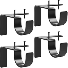 4pcs No Drill Curtain Rod Bracket Adjustable Metal Heavy Duty Curtain Rod Holder