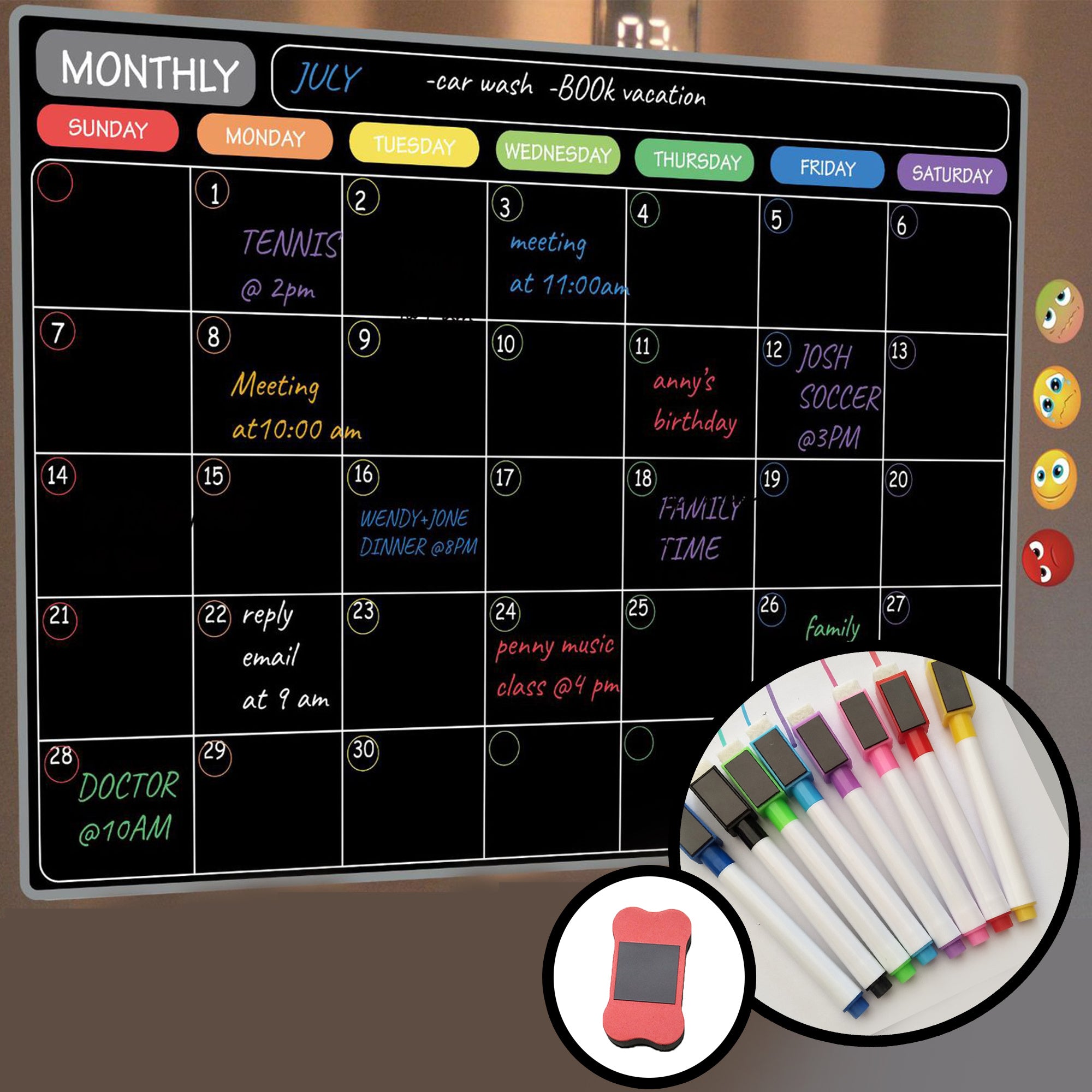 Large Magnetic Monthly Plan Fridge Sticker Soft Board Wet Erase