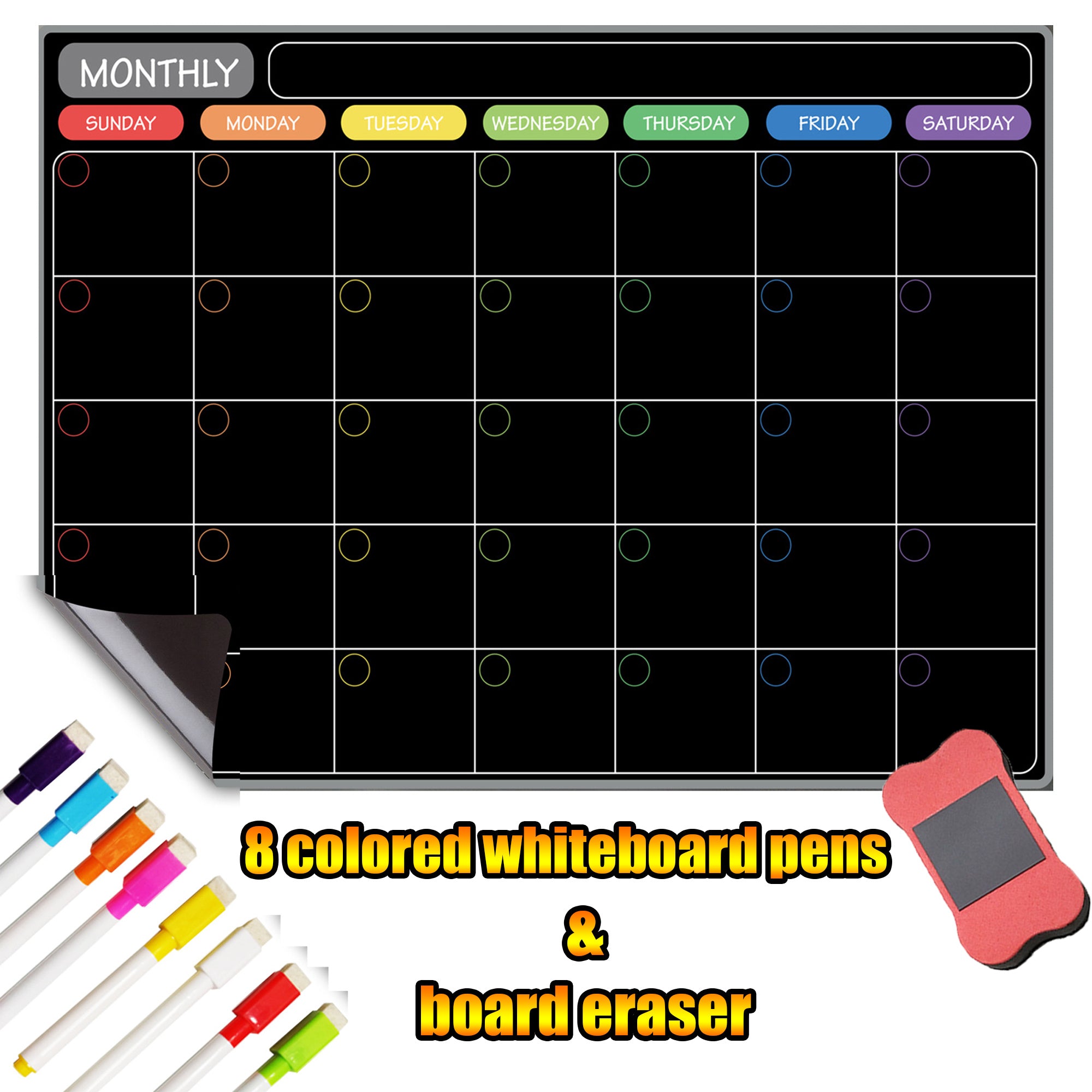 Large Magnetic Monthly Plan Fridge Sticker Soft Board Wet Erase