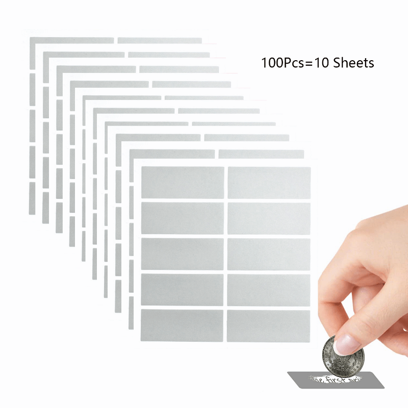 100Pcs Scratch Off Stickers Pack for DIY Cards & Tickets