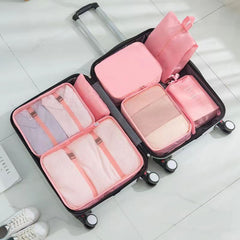7pcs Clear Packaging Travel Luggage Organizer Hangable Laundry Bag Shoe Bag