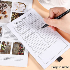 Grocery List Magnet Pad For Fridge, Fun Memo Magnetic Notepad with Pen Clip