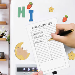 Grocery List Magnet Pad For Fridge, Fun Memo Magnetic Notepad with Pen Clip