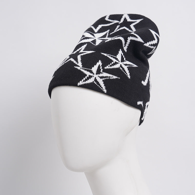 Star Printed Knitted Hip-hop Beanie Street Punk Winter Cap